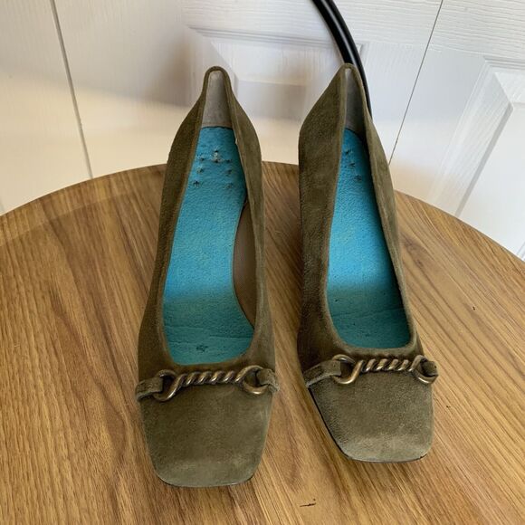 fs/ny French Sole Zeppa Green Suede Leather Wedges Shoes Size 7 - Picture 7 of 13